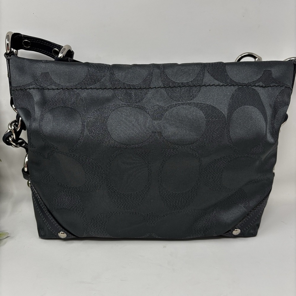 Coach Carly Hobo Bag F15483 Dark Gray Charcoal Signature Jacquard Y2K
